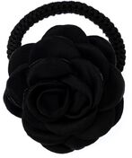 Satin rose hair tie, black