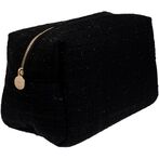 Tweed make-up pouch large, black