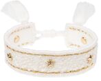 Tweed friendship bracelet with stars, off white
