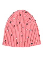 Pearl knit hat, coral lily