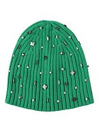 Pearl knit hat, emerald green