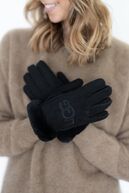 Sheepskin emb gloves, black