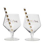 Cocktail time glass & straw 2 pcs