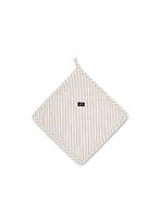 Icons cotton herringbone striped potholder, beige/white