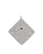 Icons cotton herringbone striped potholder, black/white