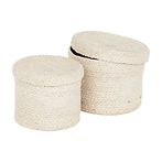 Jute basket with lid s/2, white