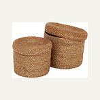 Jute basket with lid s/2, natural