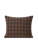 Checked cotton flannel pillow cover, brown/dark gray