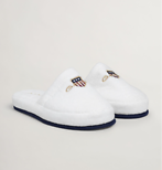 Archive shield slippers, white