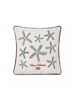 Spruce star organic cotton velvet pillow cover 50x50, white/green/red