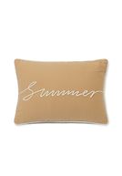 Summer small rope text cotton twill pillow, oat/white
