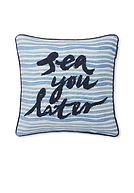 Sea you later pillow cover, white/blue