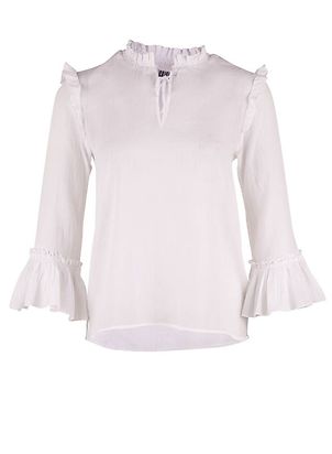 BLOUSE WITH SMOCK AND RUFFLE white