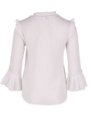 BLOUSE WITH SMOCK AND RUFFLE white