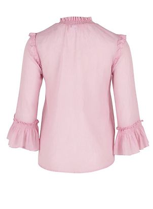 BLOUSE WITH SMOCK AND RUFFLE pink rose