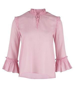 BLOUSE WITH SMOCK AND RUFFLE pink rose