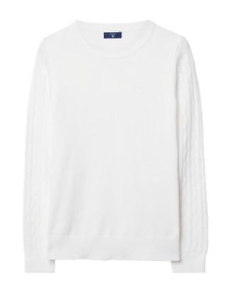 GANT SPORTY STRETCH COTTON CABLE KNIT white