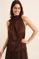 Elisabeth satin top, choco