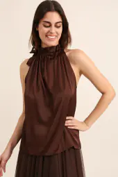 Elisabeth satin top, choco