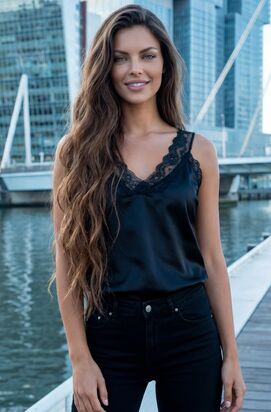 Perfect lace tank top, black