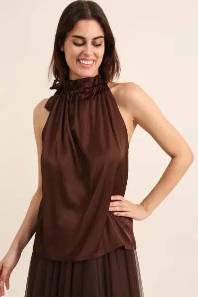 Elisabeth satin top, choco