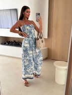 Print jumpsuit, bleu