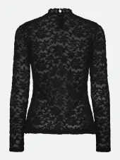 Delicia lace t-neck shirt, black