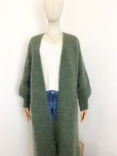 Long mohair cardigan, kaki