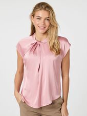 Fleur drapy satin blouse, light pink