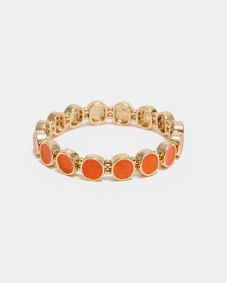 Ava petite elastic bracelet, gold w strong orange