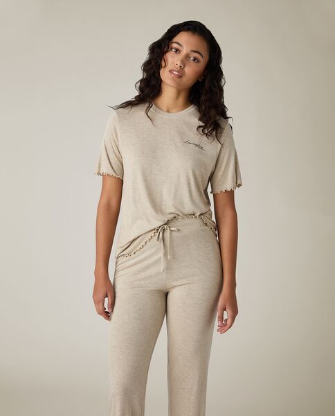 Jersey pajama set, light beige melange