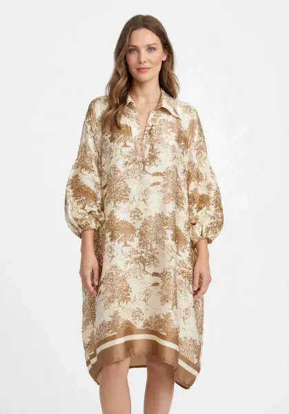 Dress with Toile De Jouy print, beige