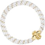 Fat hair tie with bee, white stripe