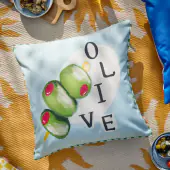 Mediterranean olive ourdoor cushion 43x43, olive/blue