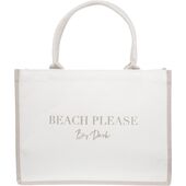 Canvas tote "Beach please" medium, off white/sand