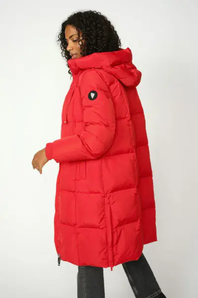 Nova square down coat, chinese red