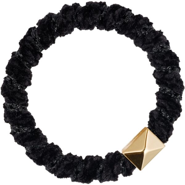 Fluffy fat hair tie, black glitter stripe