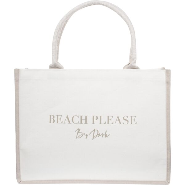 Canvas tote "Beach please" medium, off white/sand