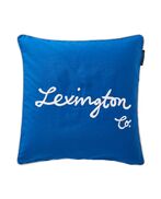 Logo organic cotton twill pillow cover 50x50, blue/white