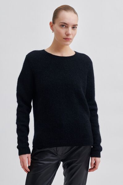 Brook knit new O-neck, black
