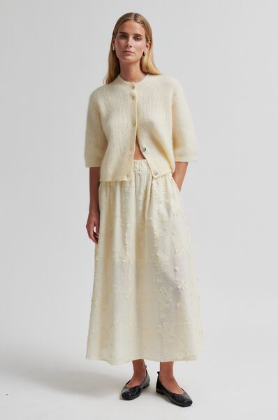 Andrea knit rib cardigan, alabaster gleam