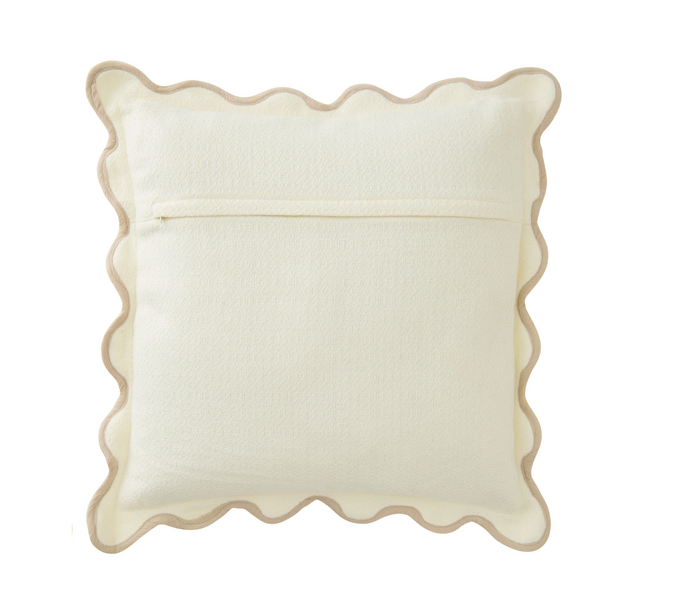 Cushion scalloped 45x45, white/beige
