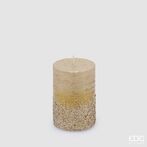 Rustic glitter candle 10cm, light gold