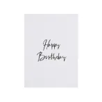 Happy birthday card, white with black