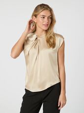 Fleur drapy satin blouse, dark sand