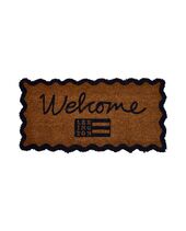 Welcome coir fibre door mat 45x90cm, natural/blue