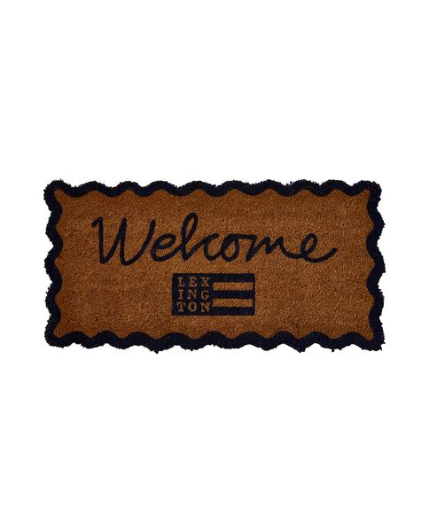 Welcome coir fibre door mat 45x90cm, natural/blue