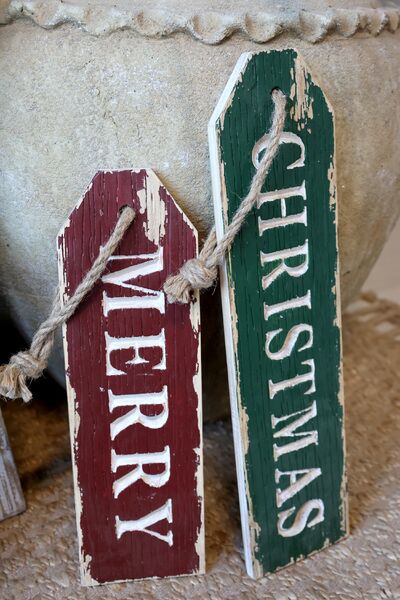 Signs Merry Christmas set of 2, green/red