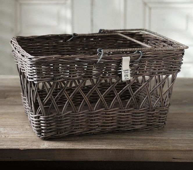 Rustic rattan shopping basket