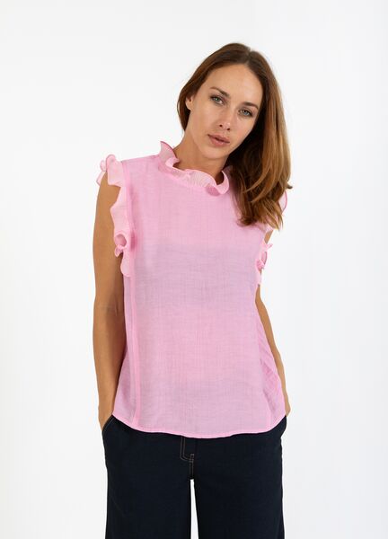 Top with ruffles, magenta